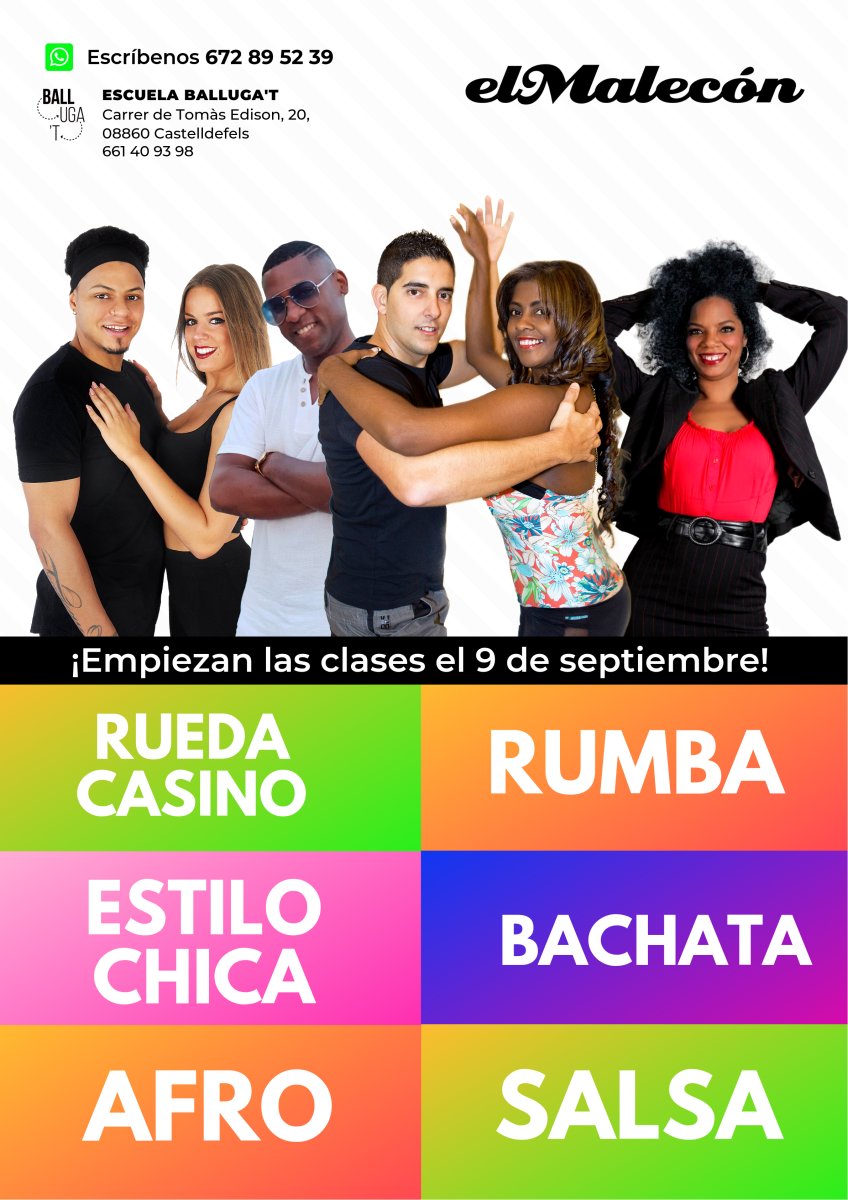 Cursos de salsa y bachata en Escuela BALLUGA'T en Castelldefels - Septiembre 2019