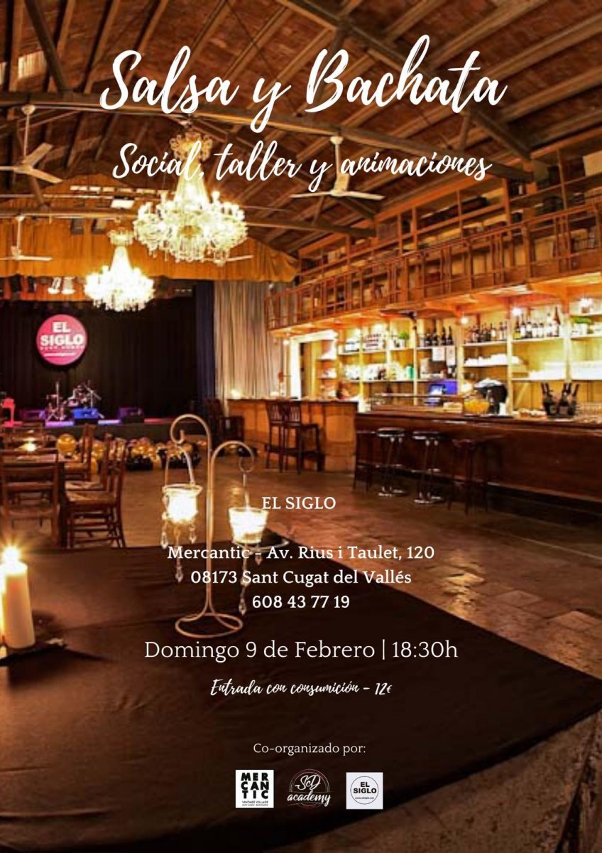 Salsa y Bachata Sant Cugat - Social, Taller y Animaciones - 9 Febrero 2020