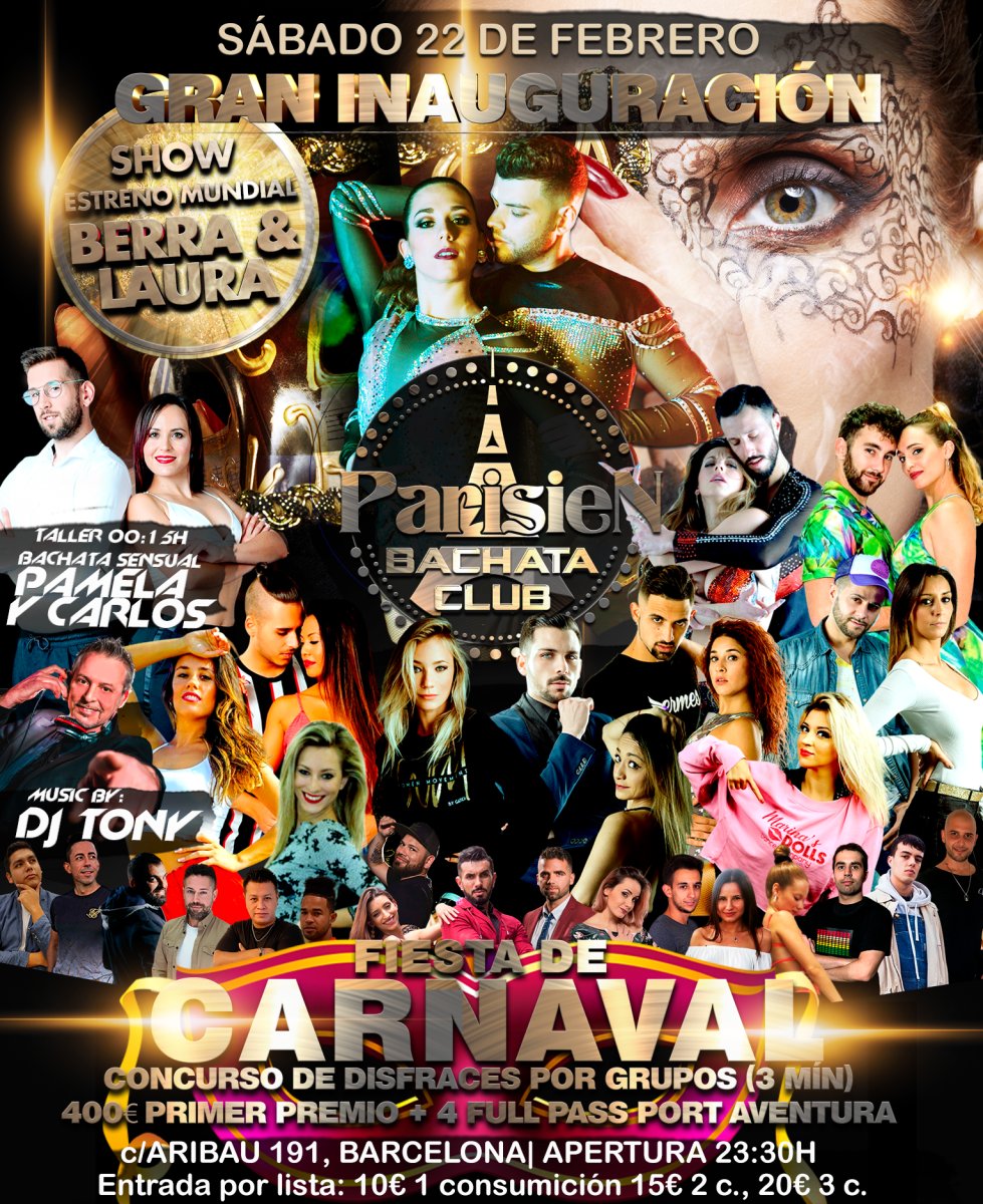 Inauguración PARISIEN Bachata - Fiesta Carnaval Sábado 22 Febrero 2020