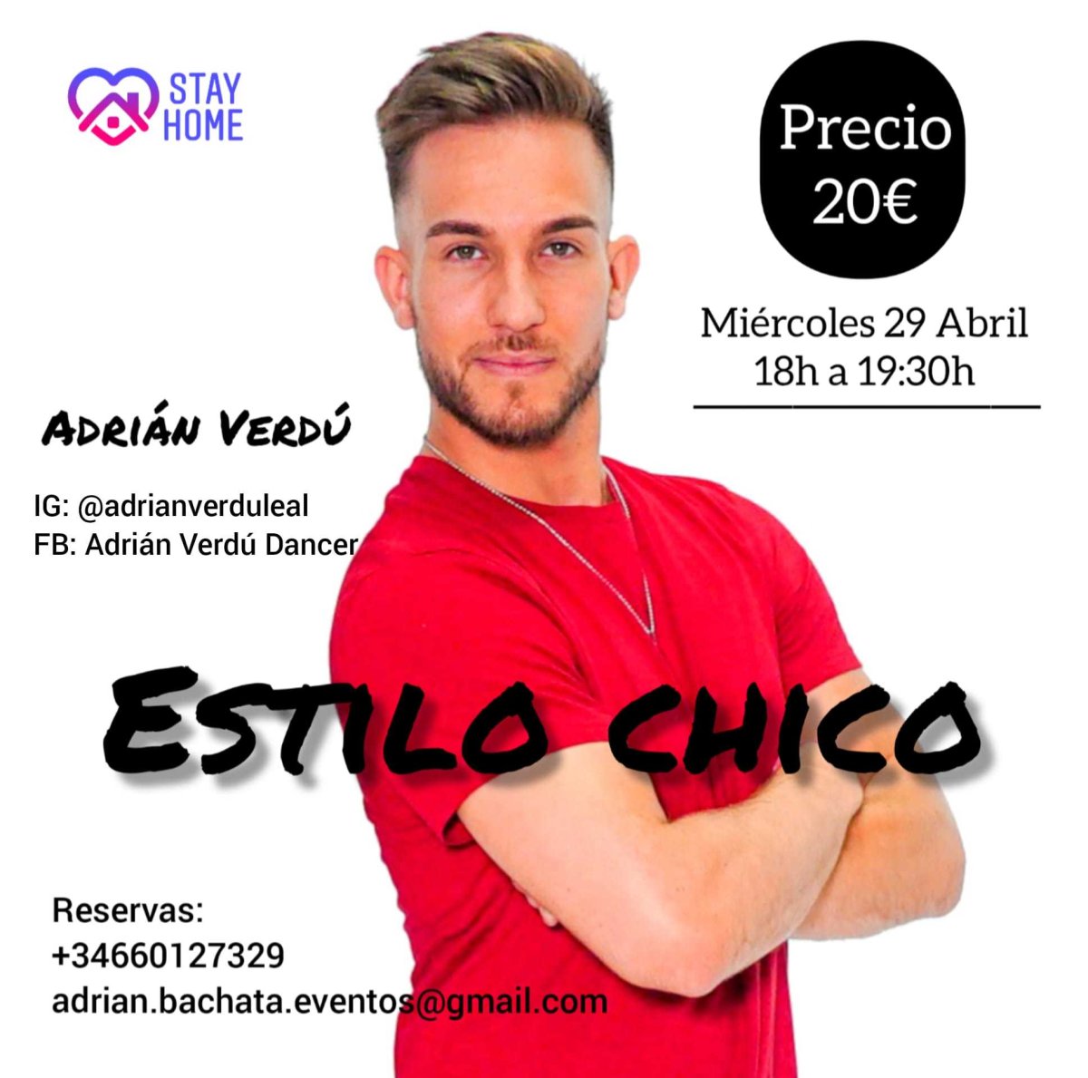 Intensivo Online Bachata Estilo Chico con Adrián Verdú - 29 Abril 2020