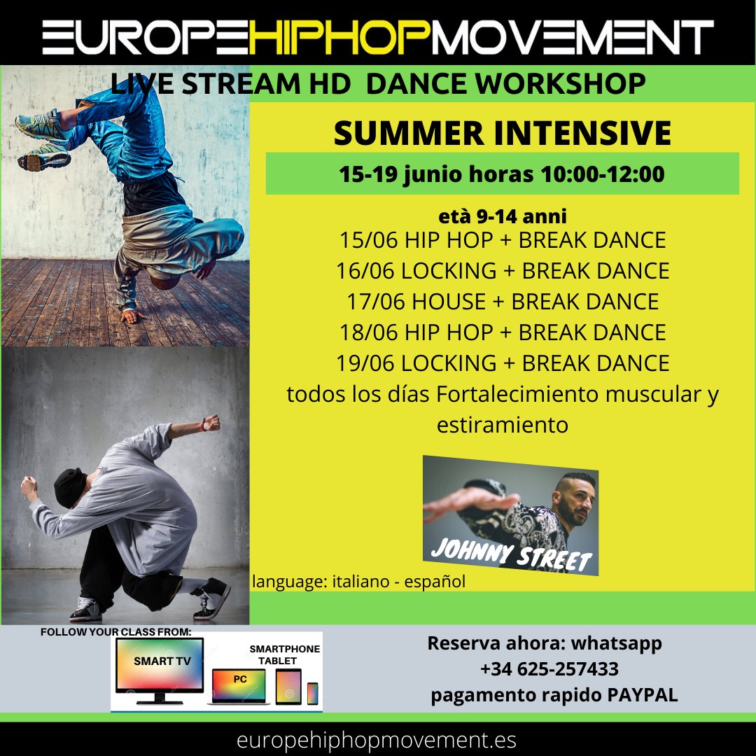 Intensivo De Verano Online HIP HOP y BREAK DANCE