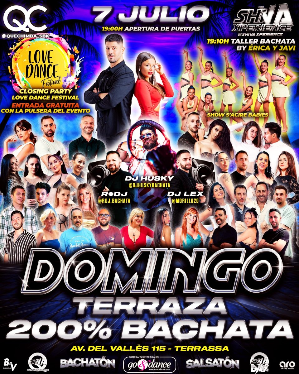 ?? DOMINGO 7 DE JULIO ?? TERRAZA 200% BACHATA EN QUECHIMBA BY SHIVA XPERIENCE ??