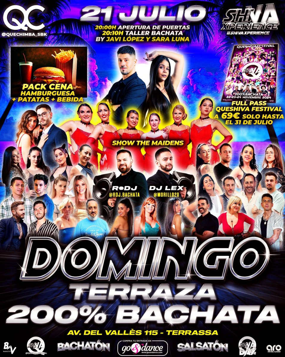 ???? DOMINGO 21 DE JULIO ???? TERRAZA 200% BACHATA EN QUECHIMBA BY SHIVA XPERIENCE ??