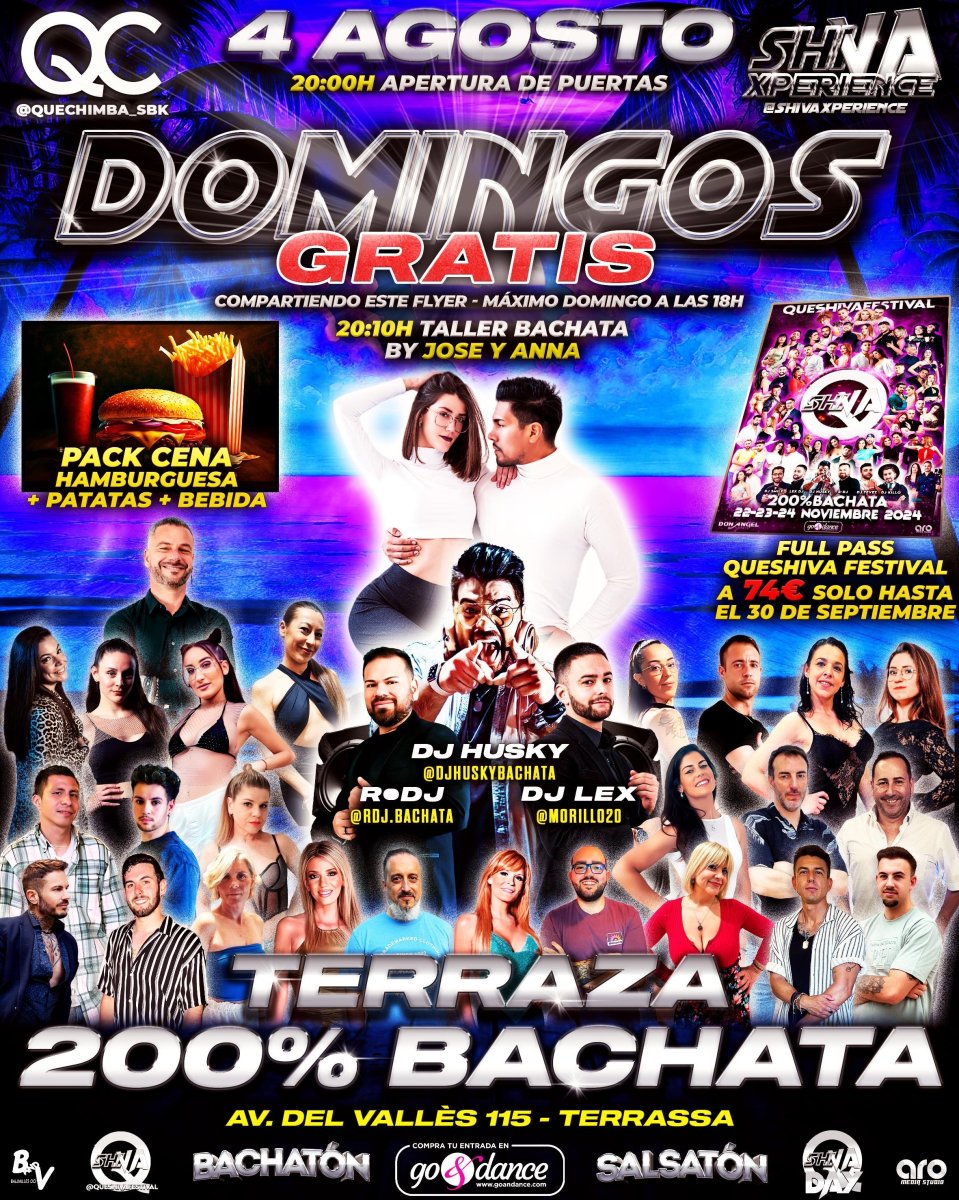 ?? DOMINGOS GRATIS* ?? 4 DE AGOSTO???? TERRAZA 200% BACHATA EN QUECHIMBA BY SHIVA XPERIENCE 