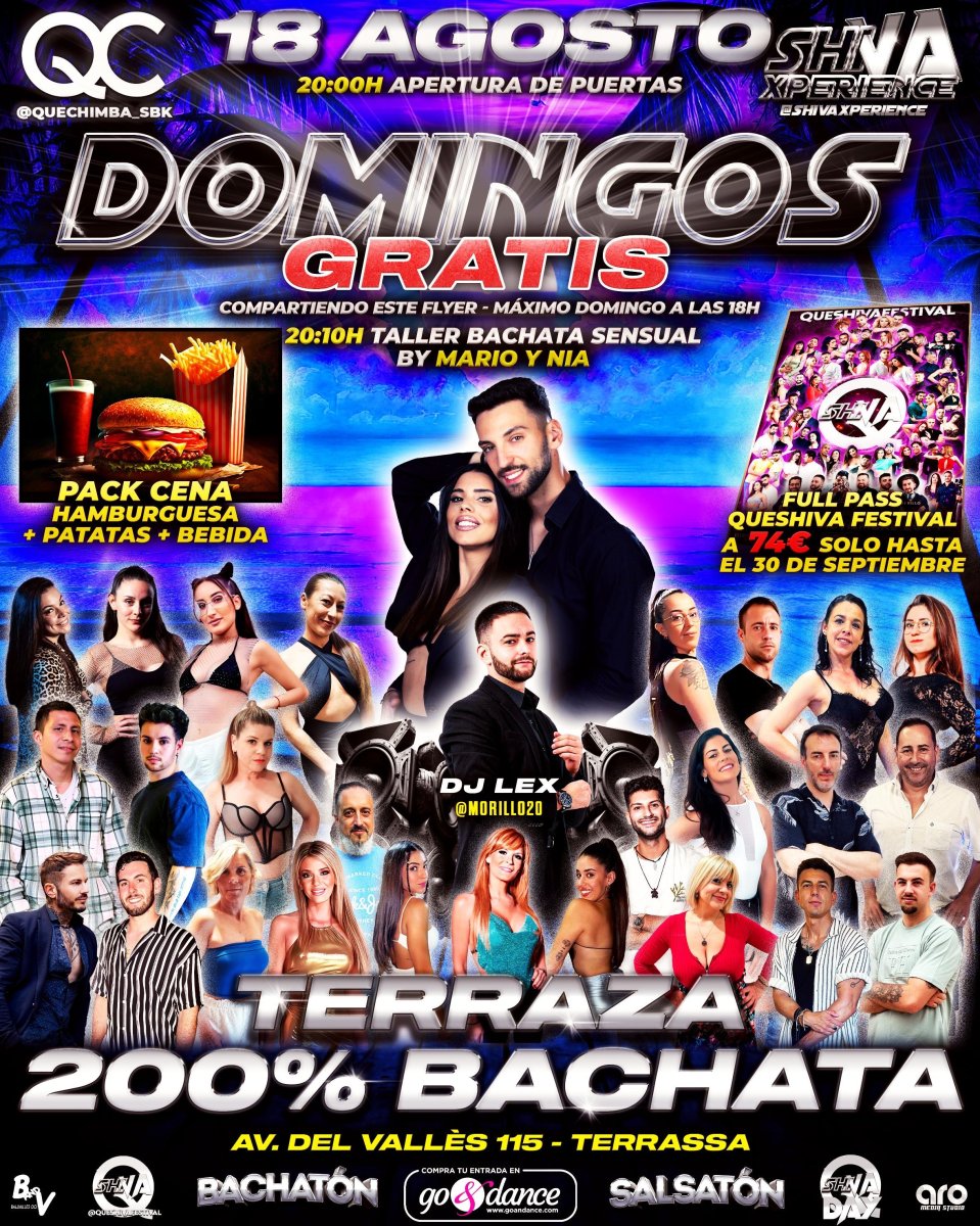 ?? DOMINGOS GRATIS* ?? 18 DE AGOSTO???? TERRAZA 200% BACHATA EN QUECHIMBA BY SHIVA XPERIENCE