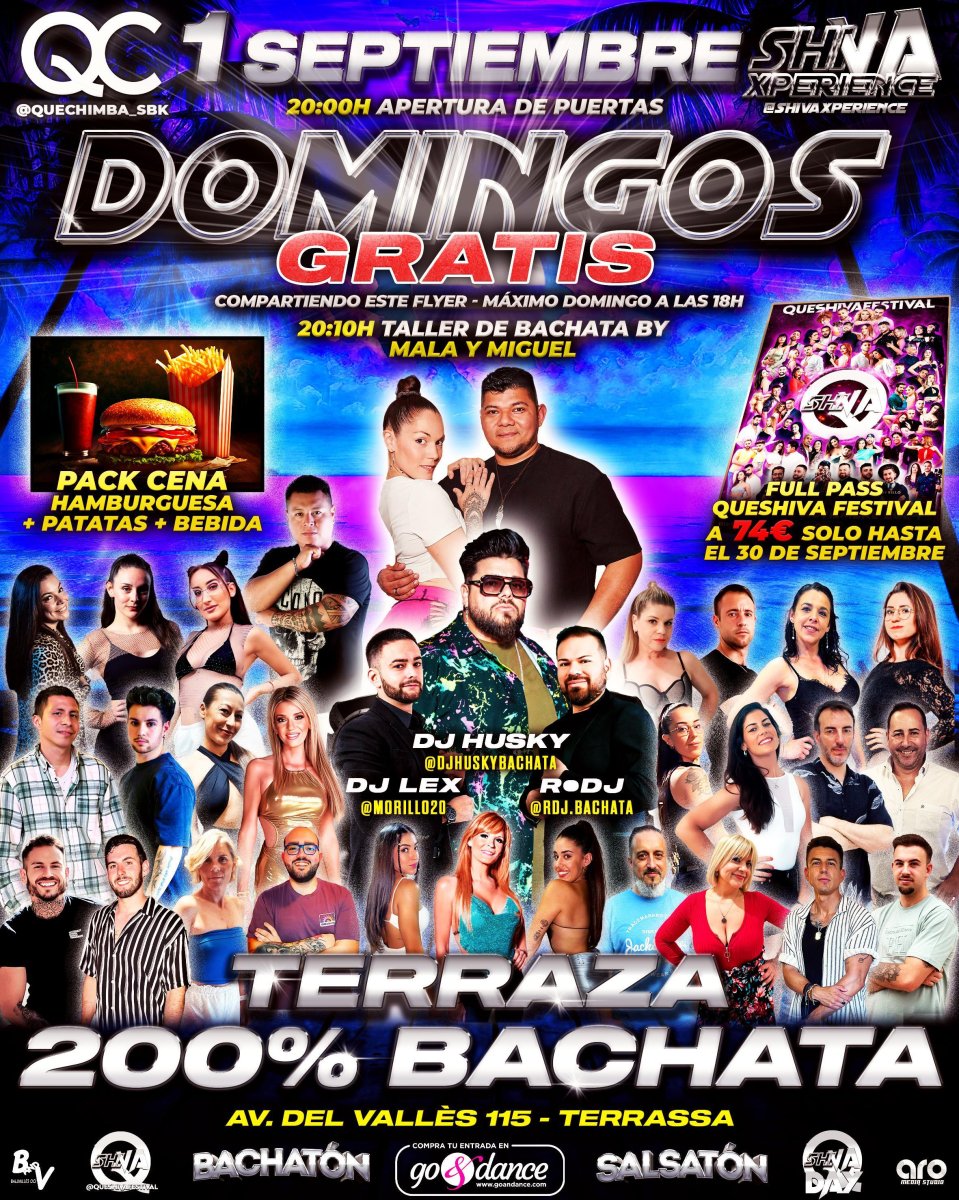 ?? DOMINGOS GRATIS* ?? 1 DE SEPTIEMBRE ???? TERRAZA 200% BACHATA EN QUECHIMBA BY SHIVA XPERI