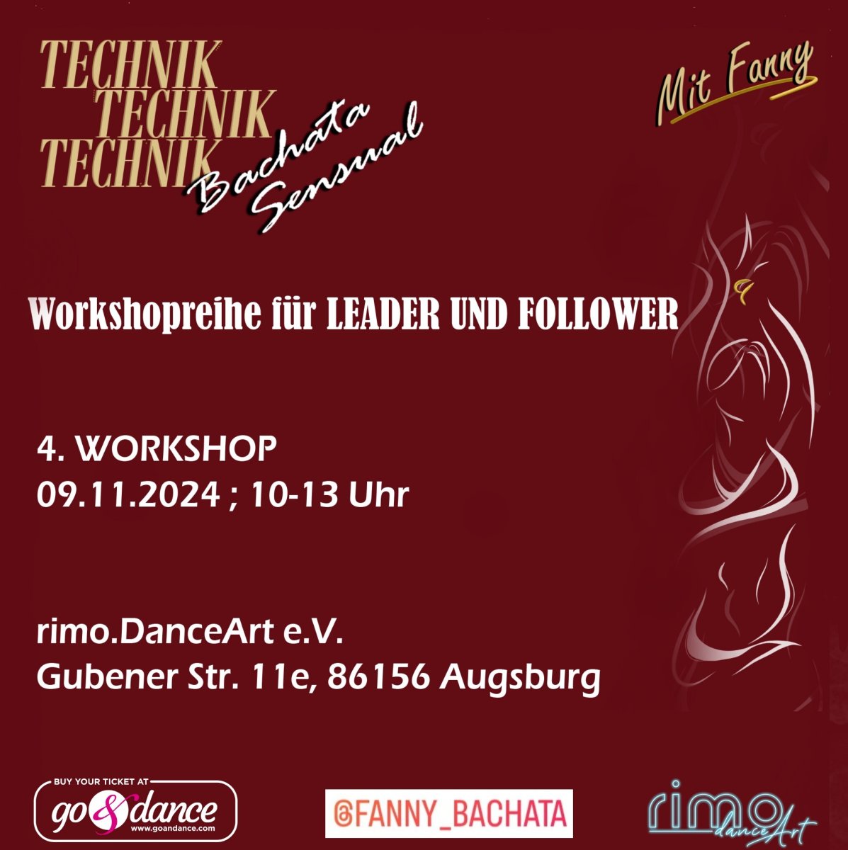 Essential techniques in Bachata Sensual for Leader and Follower - 09. November (Workshop 4)