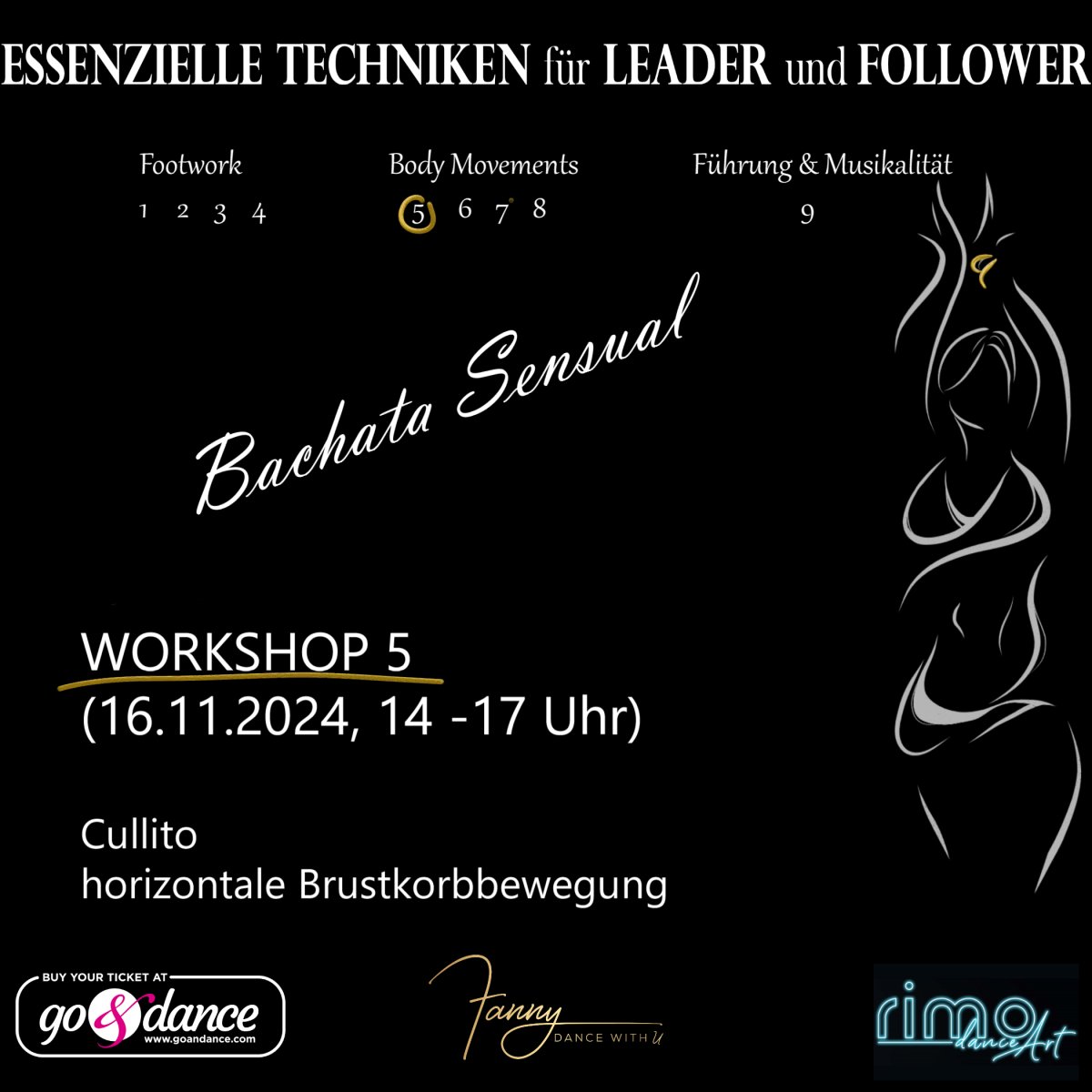 Essential techniques in Bachata Sensual for Leader and Follower - 16. November (Workshop 5)