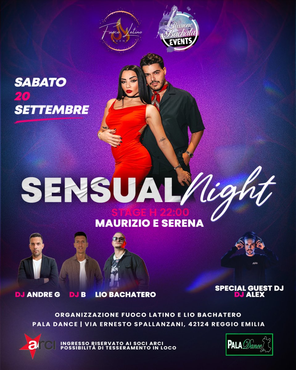 20 SETTEMBRE SENSUAL NIGHT REGGIO EMILIA