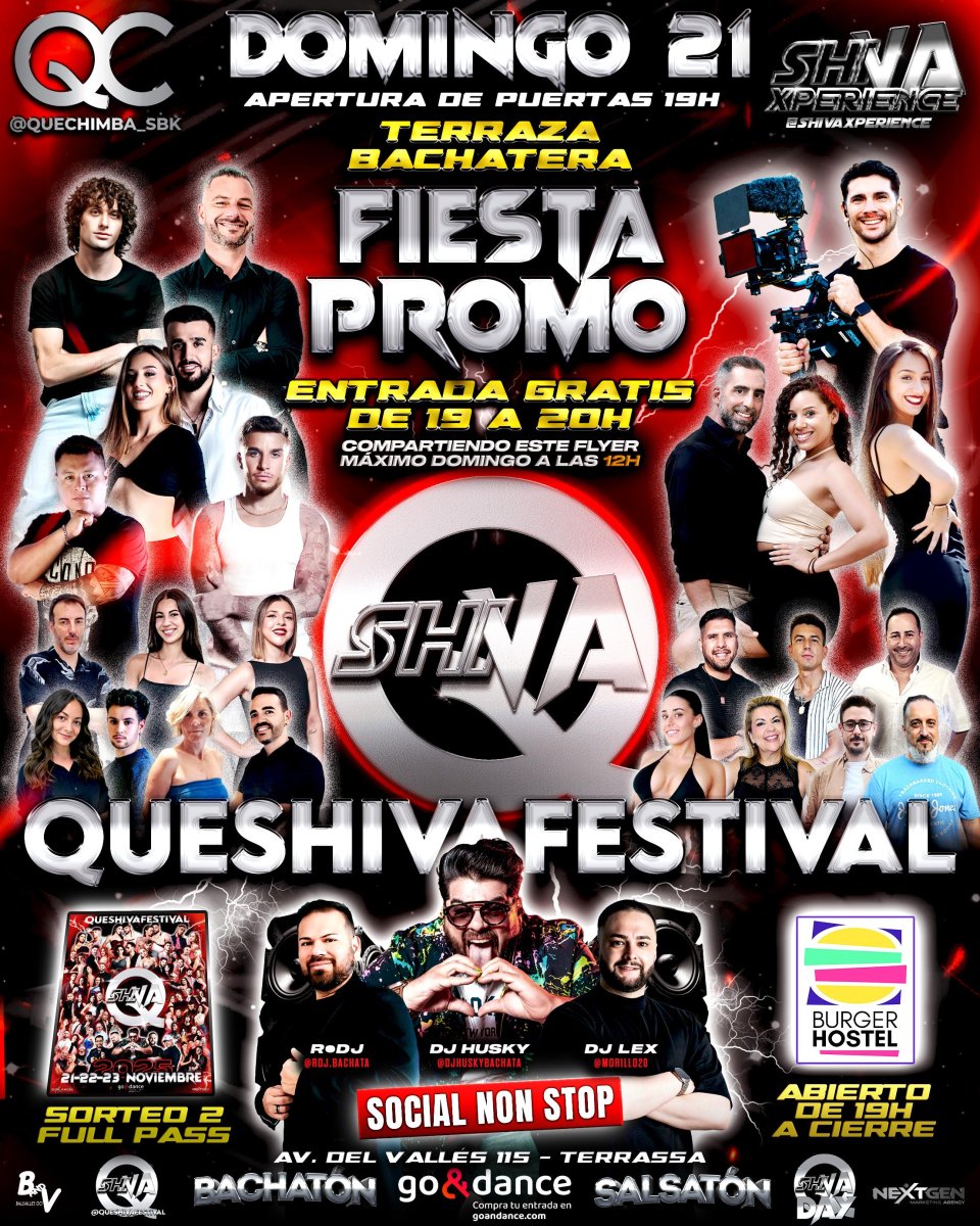 🚀🚀 FIESTA PROMO QUESHIVA FESTIVAL 🚀🚀 DOMINGO* TERRAZA BACHATERA QC x SHIVA 🚀🚀