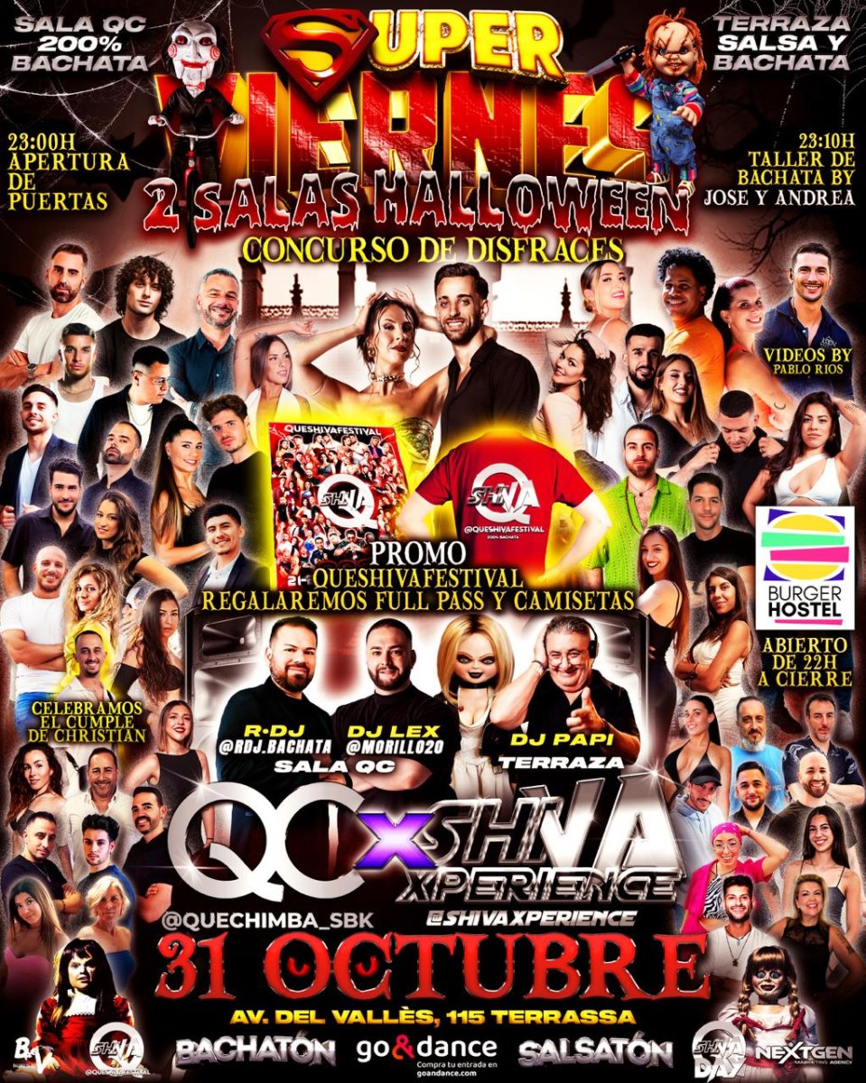 🎃🎃 HALLOWEEN QC X SHIVA 🎃🎃 SUPER VIERNES 31 DE OCTUBRE 🎃🎃 SALA DE BACHATA ➕ TERRAZA DE SALSA Y BACHATA 🎃🎃
