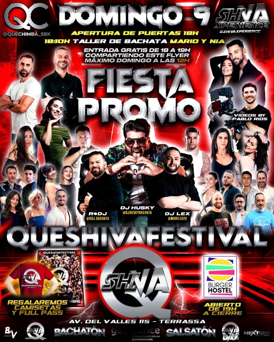 💥💥 FIESTA PROMO QUESHIVA FESTIVAL 💥💥 DOMINGO 9 DE NOVIEMBRE TARDEO BACHATERO GRATIS* QC X SHIVA 💥💥