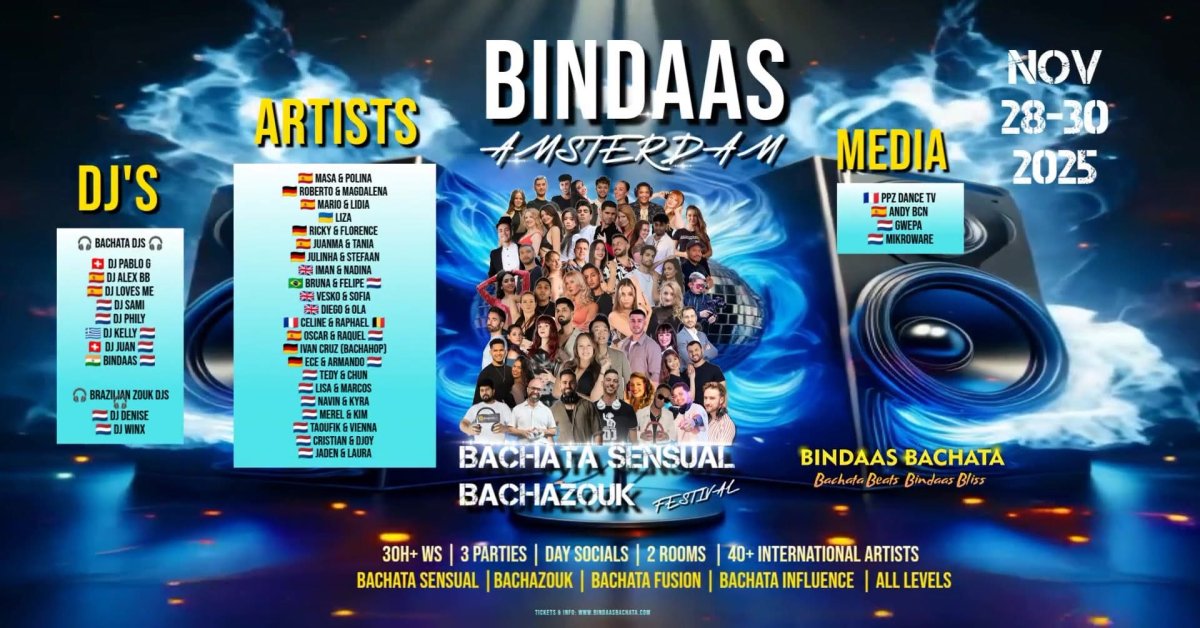 BINDAAS Bachata Sensual & Bachazouk Festival - Nov 28-30, 2025 - Amsterdam