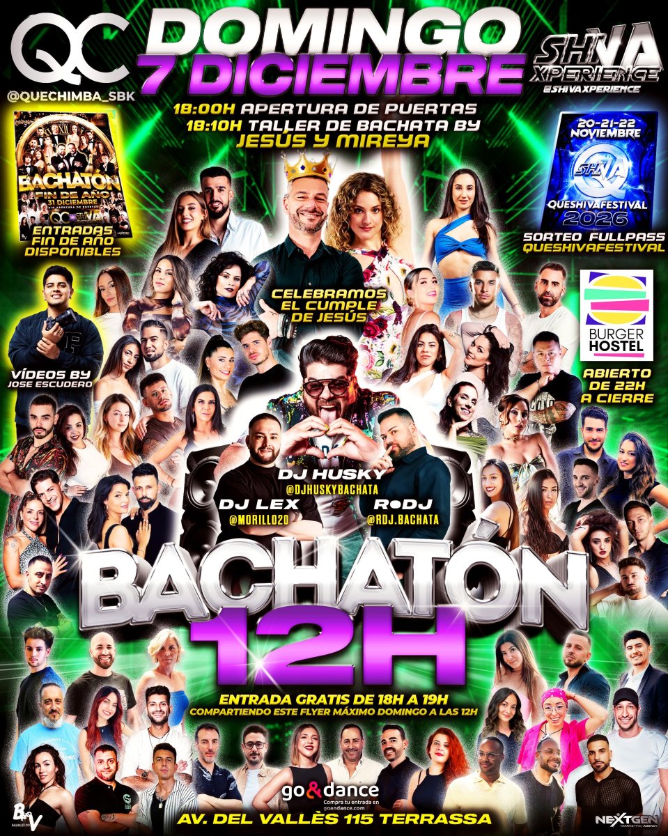 💥💥 BACHATÓN 12H GRATIS* 💥💥 DOMINGO 7 DE DICIEMBRE QC X SHIVA 💥💥