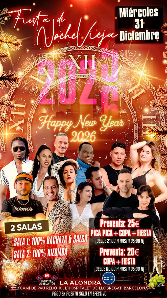 New Year's Eve room 1 Salsa Bachata room 2 Kizomba (Barcelona) 2025