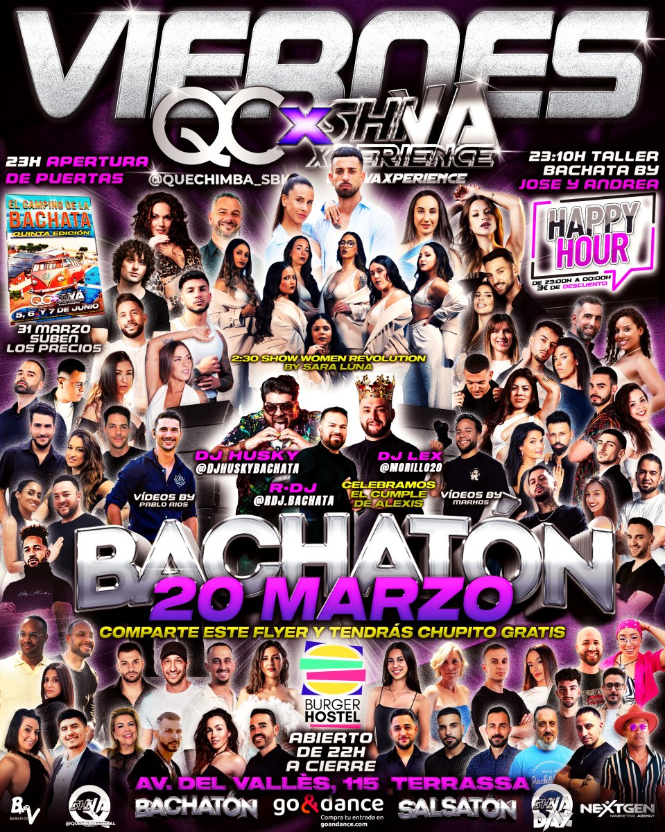 ✨ ESTE VIERNES 20 DE MARZO HAPPY HOUR ✨ BACHATÓN QC ❌ SHIVA ✨