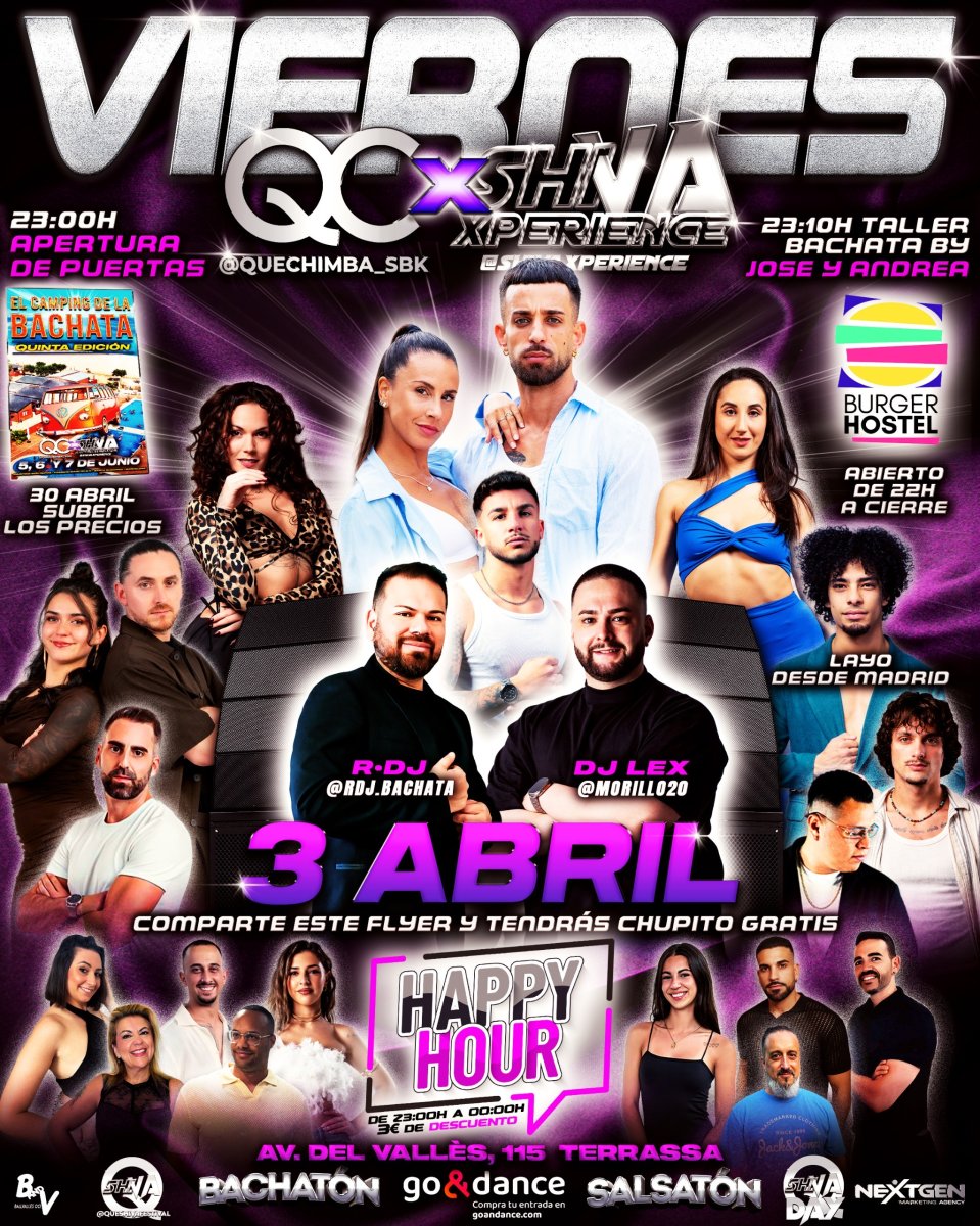 ✨ ESTE VIERNES 3 DE ABRIL HAPPY HOUR ✨ QC ❌ SHIVA ✨