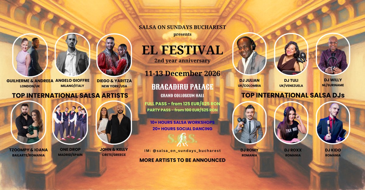EL FESTIVAL by Salsa On Sundays Bucharest - 2nd year Anniversary - 11-13 December 2026