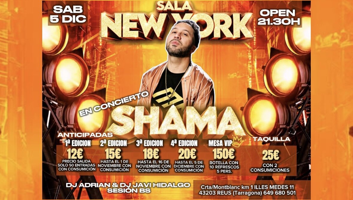 SHAMA EN CONCIERTO SALA NEW YORK 2026